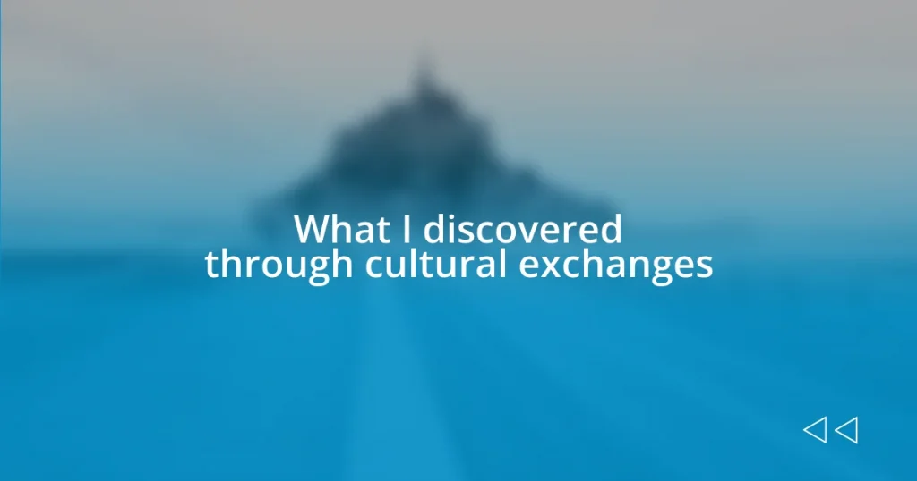 What I discovered through cultural exchanges