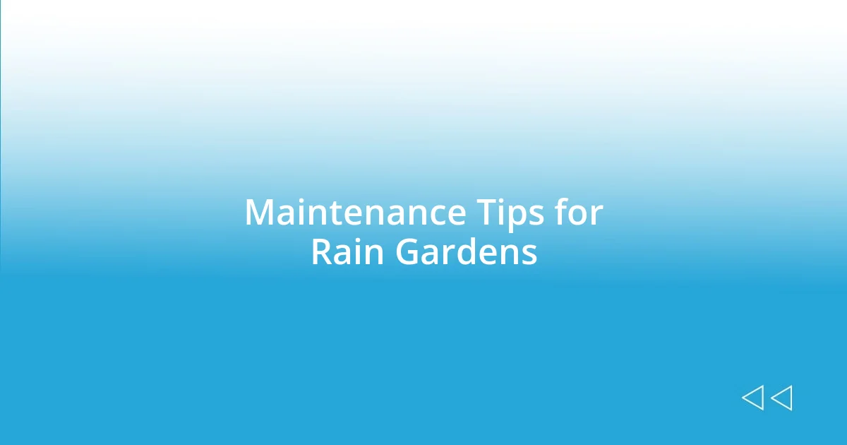 Maintenance Tips for Rain Gardens