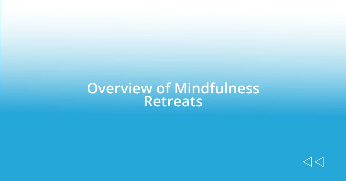 Overview of Mindfulness Retreats